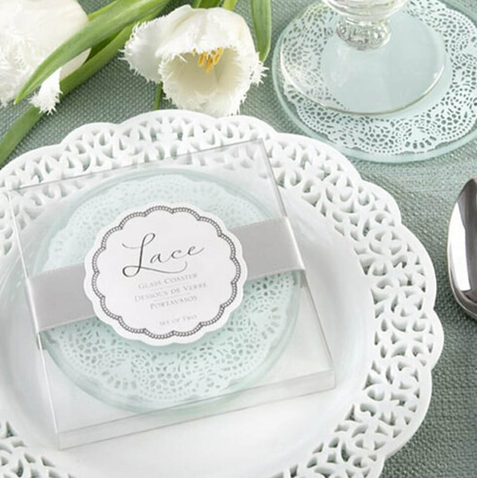 Lace & Frosted Glass Coaster - Unique Wedding Favors & Door Gifts with ...